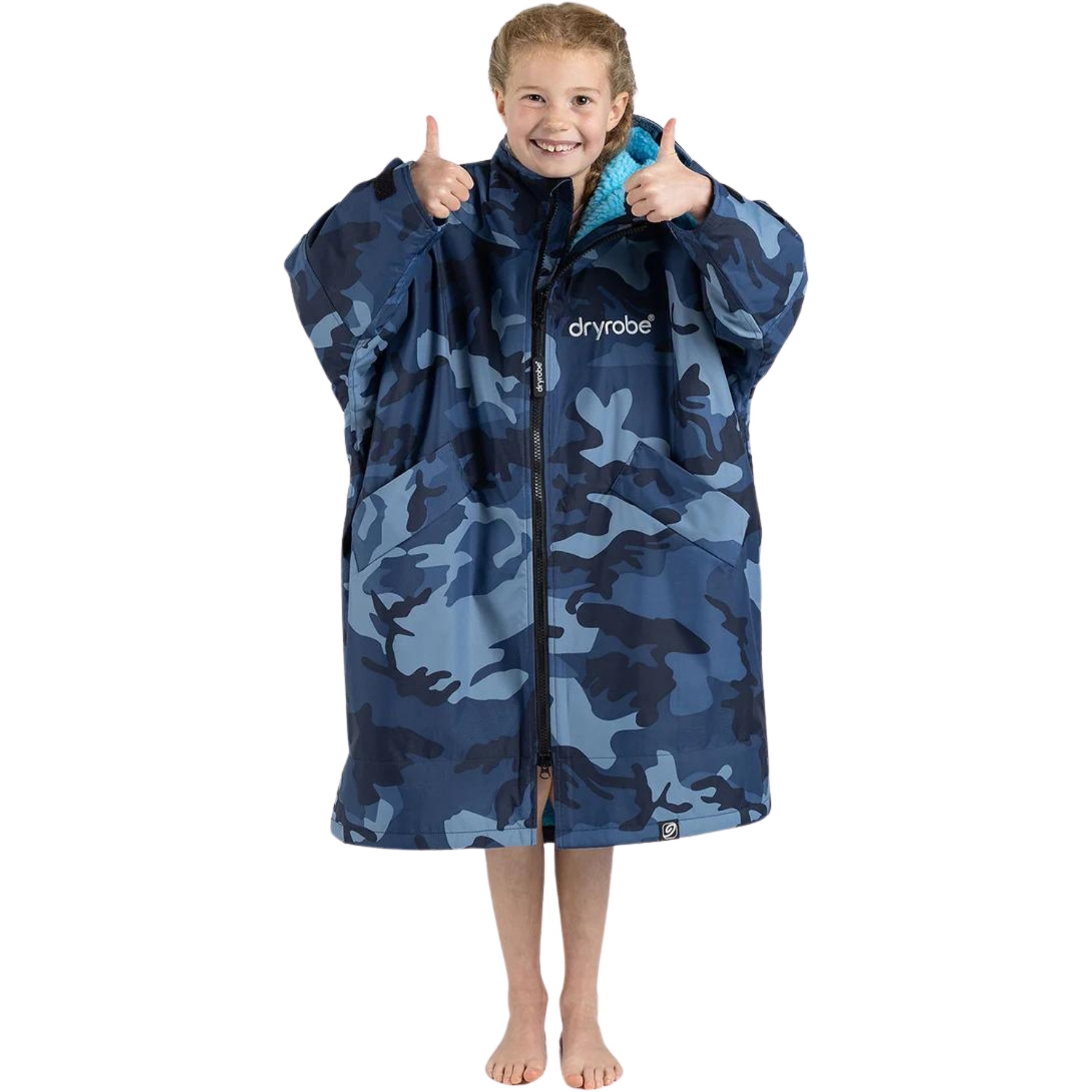 2026 Dryrobe Junior Advance Long Sleeve Changing Robe V3KSLSDA - Blue / Camo